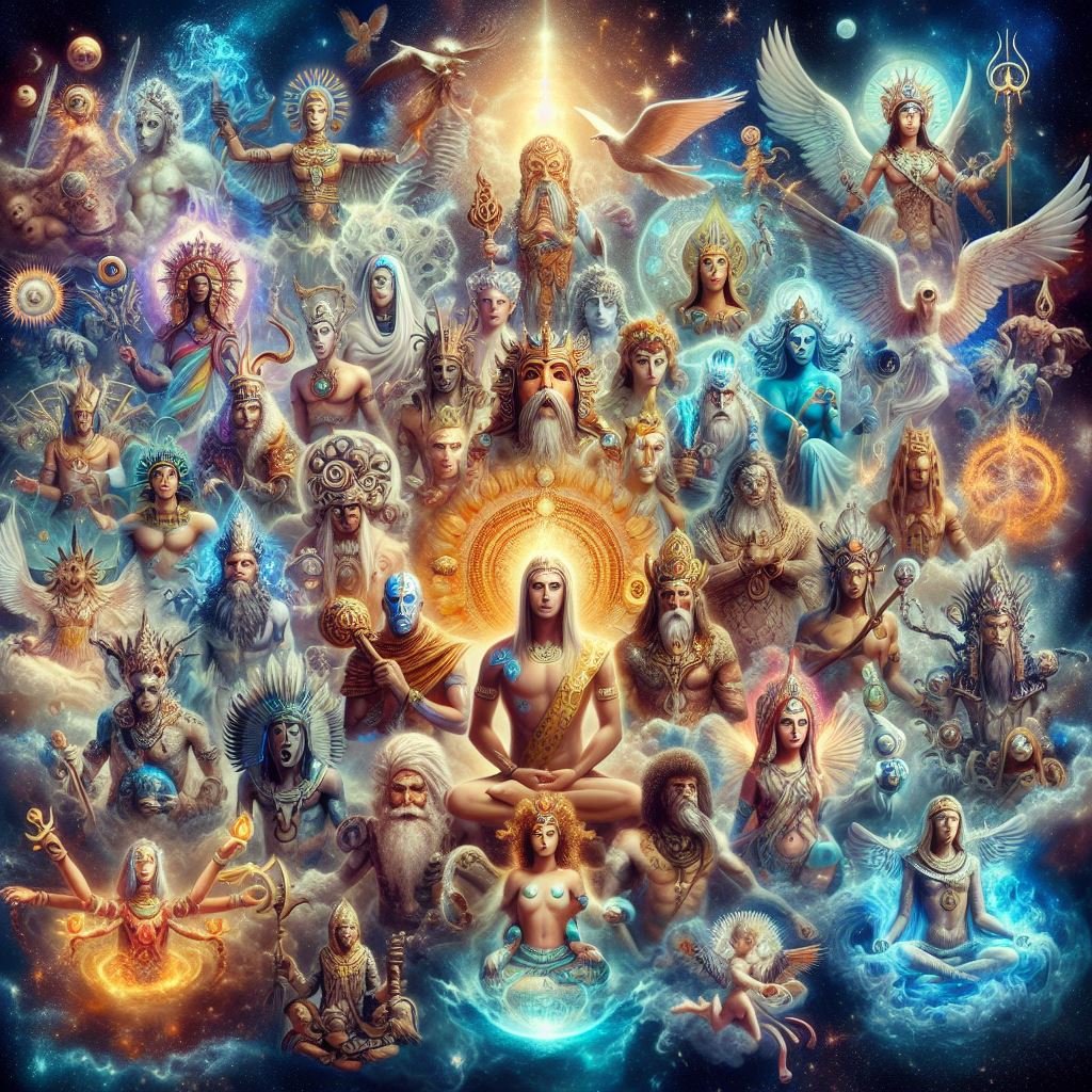An image representing God's from all pantheon's, to illustrate an article explaining that All God's have validity, and form part of a collective master pantheon.