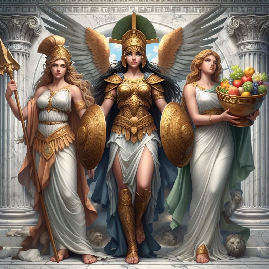 Athena, Nike, and Tyche